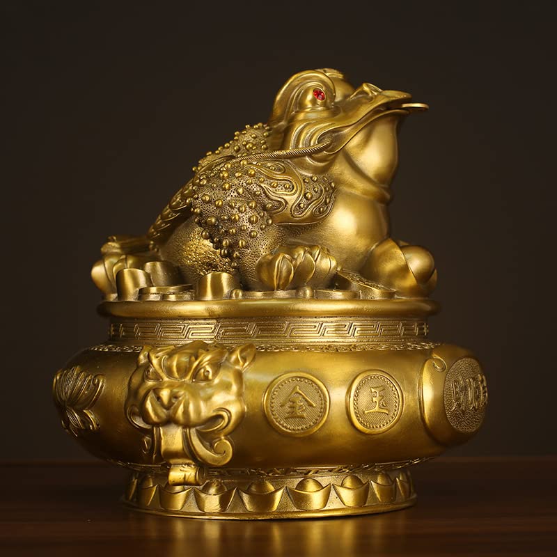 銅製 金蟾聚宝盆 招財進宝 蓋付 装飾品 工芸品 美術品 置物 銅製 金蟾聚宝盆 招財進宝 蓋付 装飾品 工芸品 美術品 置物