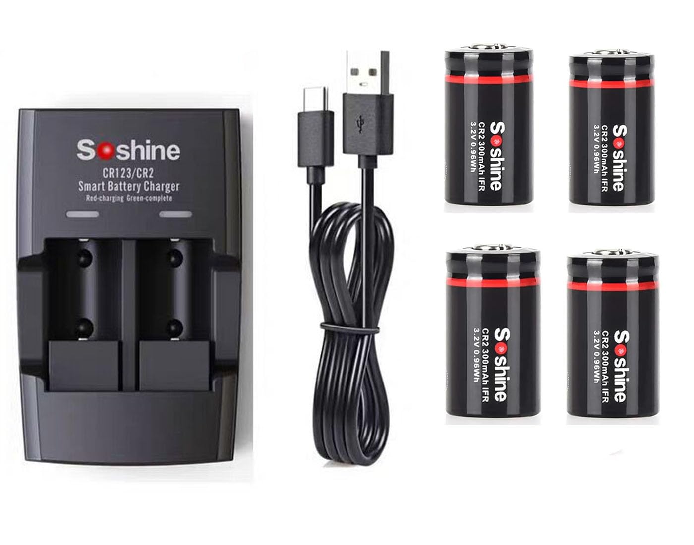 CR2 充電電池 4本+充電器スーツです3.0V (3.2V)