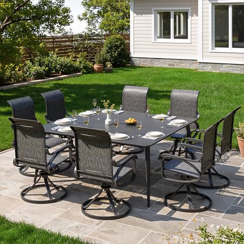 Image of LOUVIXA Patio Swivel Chair Set of 8, All-Weather Patio Swivel Rocking Chair, High Back Patio Dining Chairs for Backyard, Porch, Lawn, Garden(8, Dusky Gray)