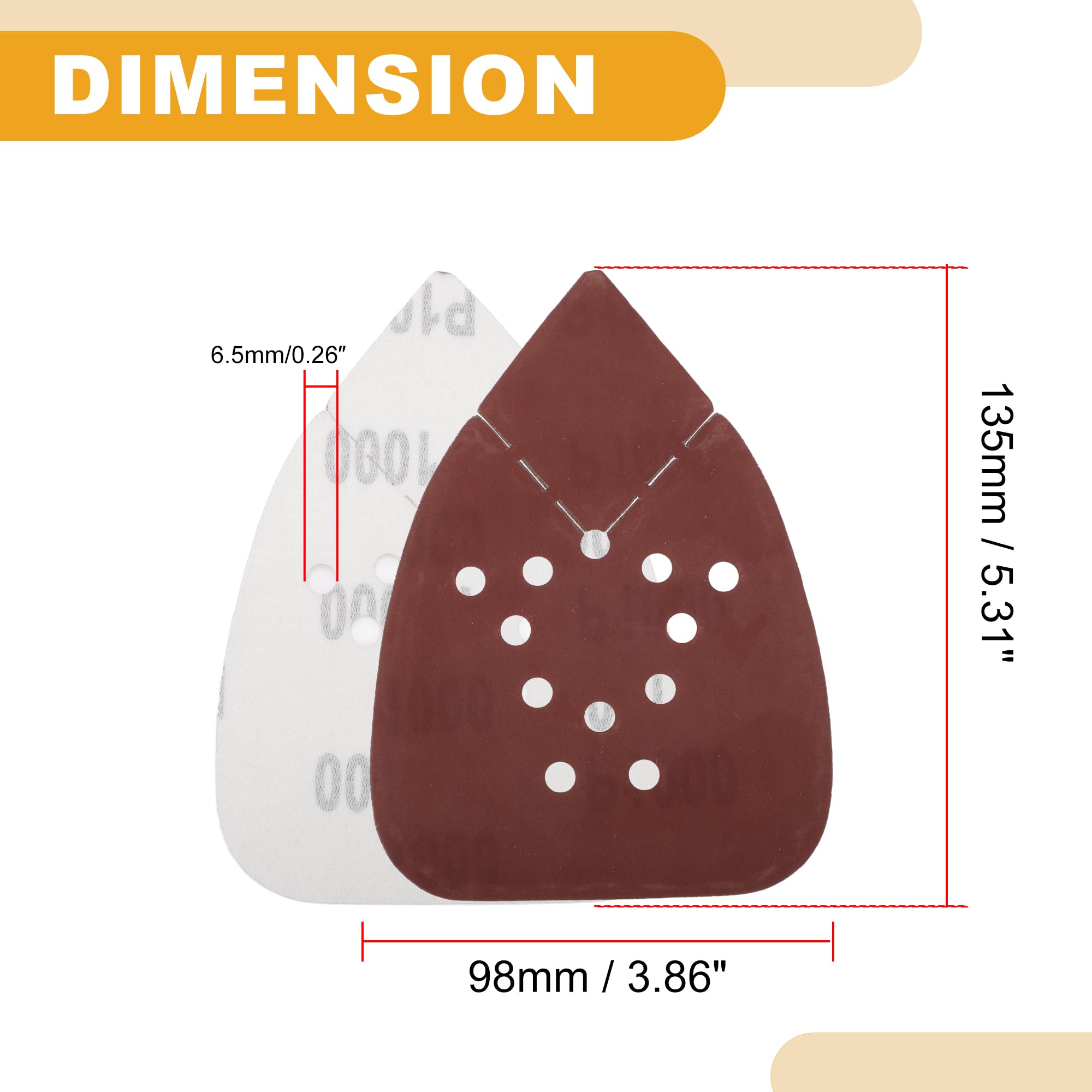 Partuto 50 Pcs 5.31"x3.86" 1000 Grit Universal Sanding Discs - Hook and Loop Sandpaper - Paper Base Red - Image 4