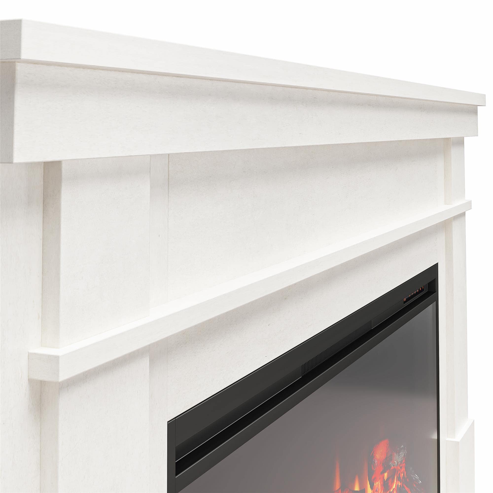 Amazon.com: Ameriwood Home Elmcroft Wide Mantel with Linear Electric  Fireplace, Plaster : Home u0026 Kitchen