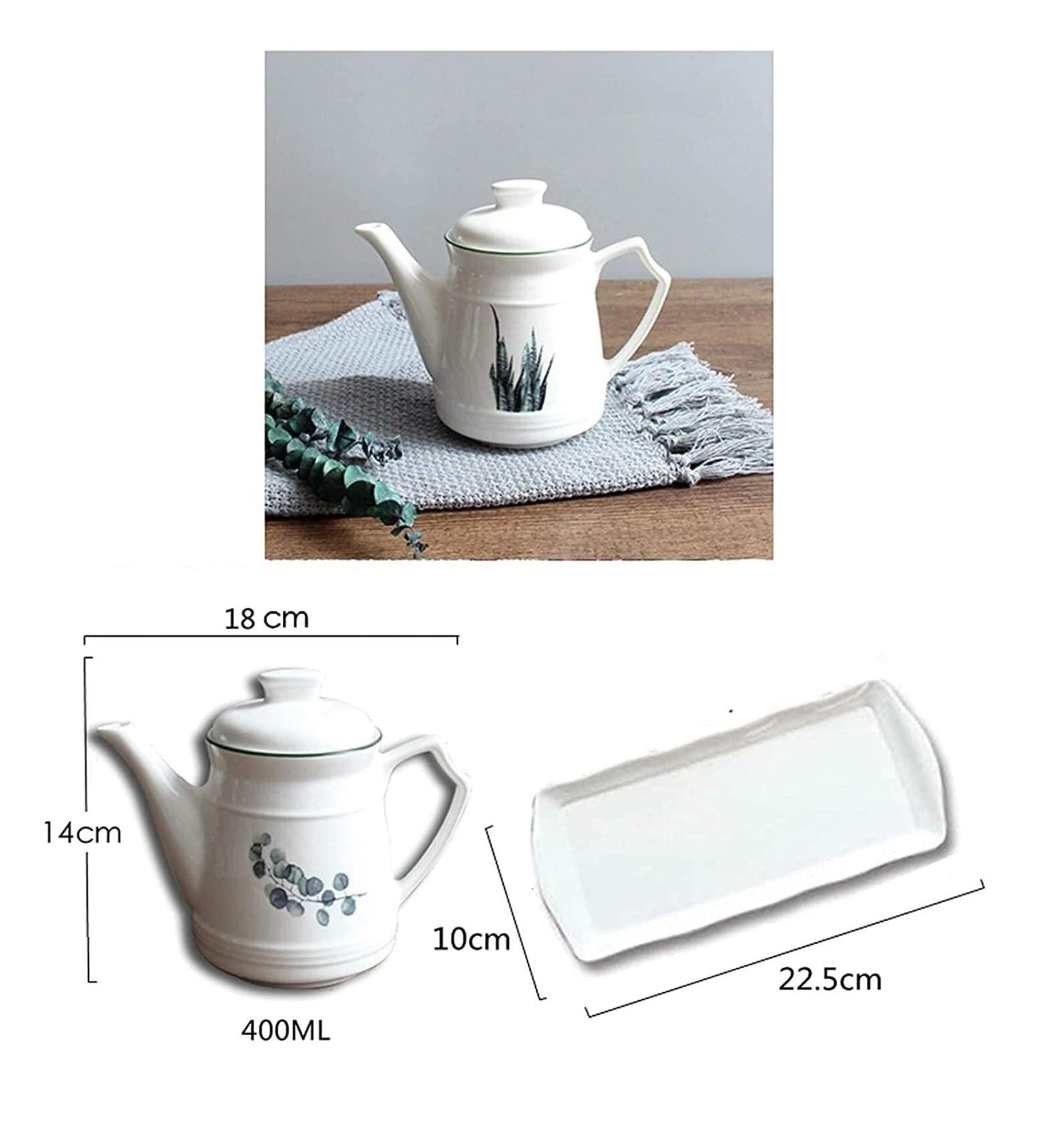 Distributore di Olio e aceto in Ceramica, Bottiglie/barattoli per Salsa di soia, aceto/Olio d'oliva/Salse per condimenti (22,5 * 14 * 18 cm)