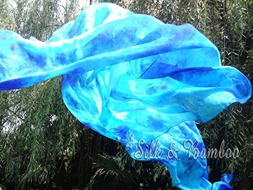 Winged Sirenny Sheer Tie-Dye Belly Dance Real Silk Veil, Flowy Oriental Bellydance Silk Scarf,Hand Rolled Edges - Image 5