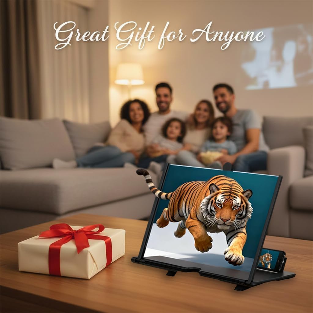 Screen Magnifier Version, 2026 New 3D HD Screen Magnifier for Cell Phone with Foldable Stand, Display Magnifier for Videos, Movies, Gaming, Travel and Home Use (Red, 12'')