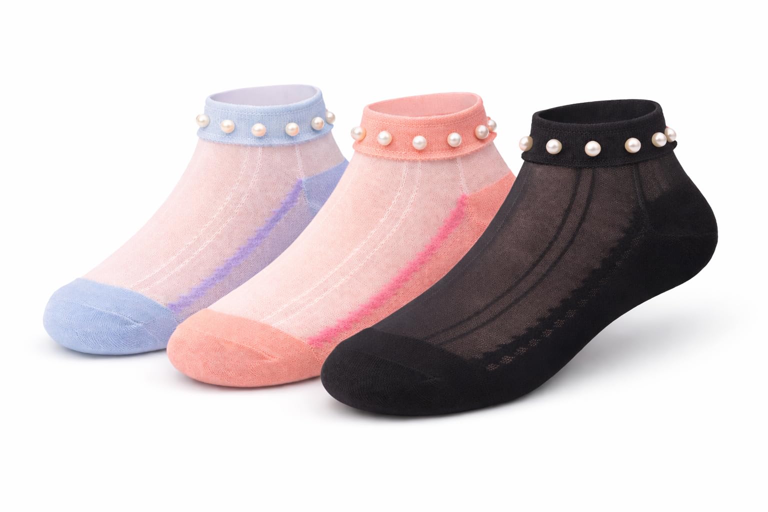 ANESHA Wildflower Embroidered Socks, Women’s Breathable Low Cut Polyester Socks, Multicolored Pack of 3-image-38