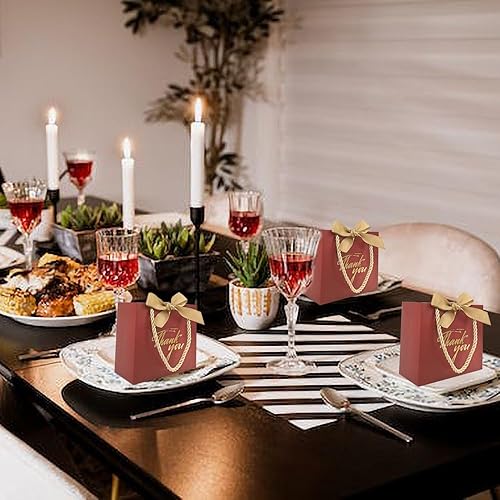 Miniatura 60 de TKSBAG Paquete de 50 bolsas pequeñas de regalo de agradecimiento con asas de 5.5 x 2.5 x 4.7 pulgadas, mini bolsas de regalo negras a granel