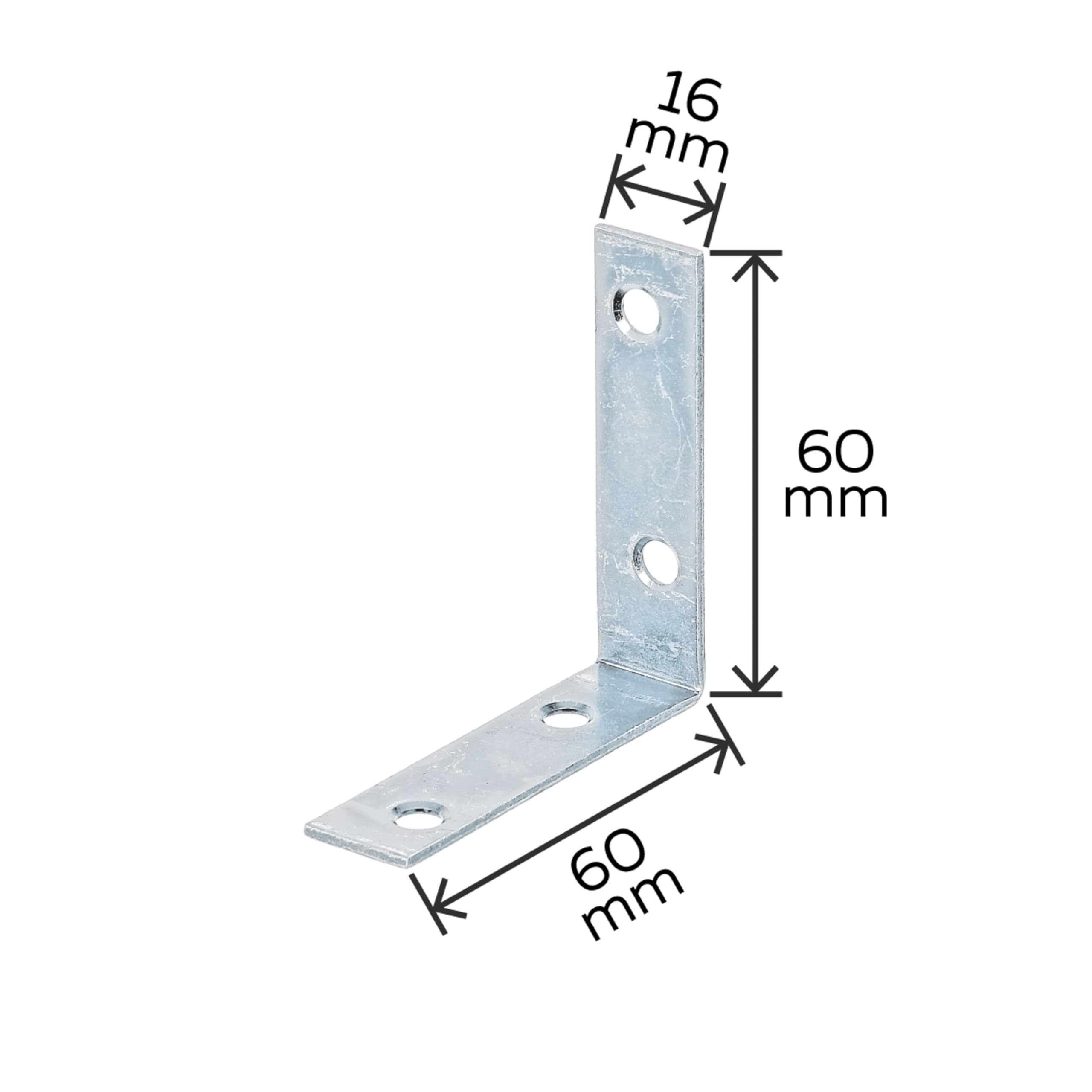 Alberts 849344 Équerre de chaise | galvanisé Sendzimir | 60 x 60 x 16 mm | kit de 100