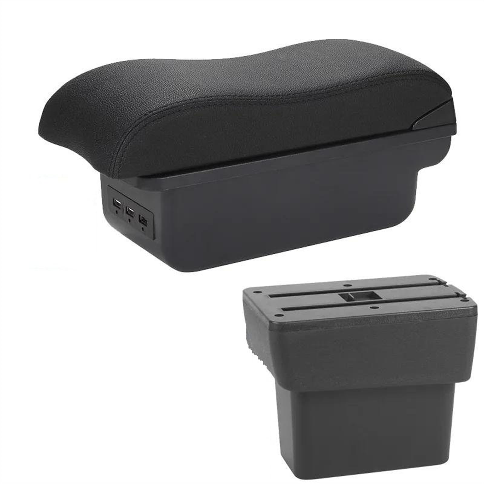 NOHEEU Car Accessories Armrest Box Central Storage Dedicated Interior Retrofit For Note 2016-2022(B2 Black line 3USB)