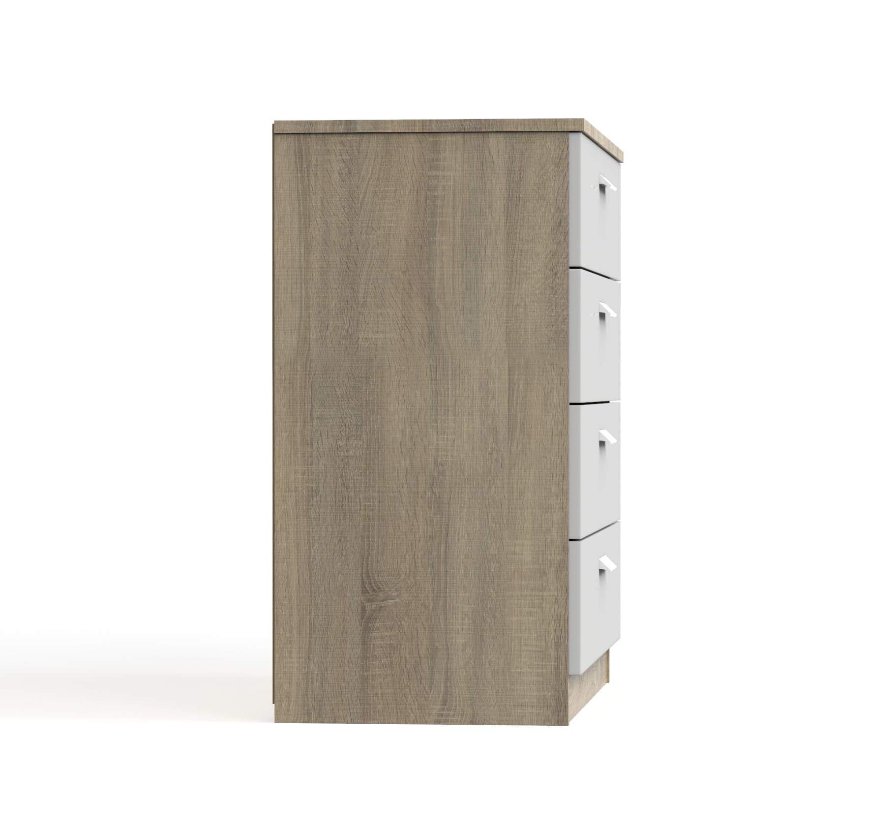 Muebles Pitarch | Comò 4 Cassetti Guide Metalliche, Comò per Camere, Bianco e Rovere Cambrian, 78x74x40 cm (altezza x larghezza x profondità), Collezione Tibet