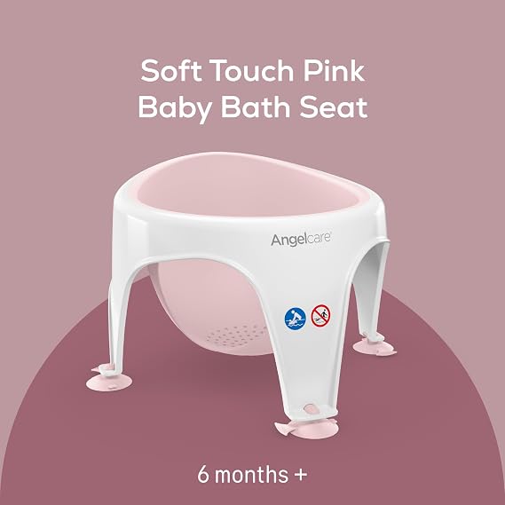 Angelcare - Baby Bath Seat - Soft Touch Support - Water Level Indicator - Fixation by Suction Cups - Pink