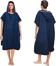 Poncho de bain pour homme et femme, serviette poncho, serviette de surf en microfibre, long porte-manteau avec capuche, pour homme et femme, serviette idéale pour la plage, le surf, le surf (bleu