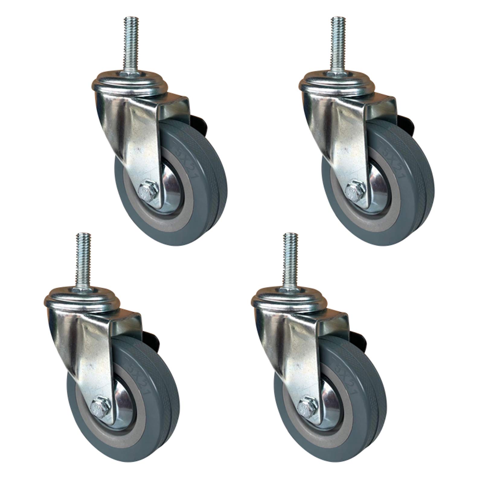 VNVFJKLO caster, Heavy Duty PU Swivel Casters With 30mm Threaded Stem For Pack Of 4(Universal,M10)