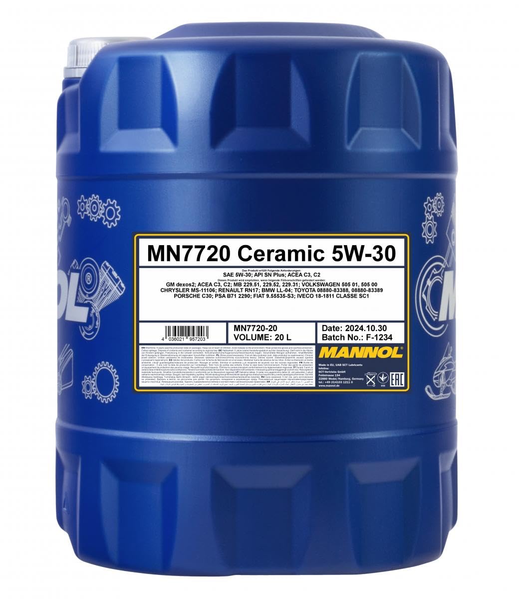 MANNOL 7720 Ceramic Motoröl 5W-30, synthetisch für Diesel & Benzin, 20L