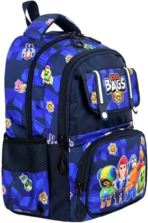 Çok Bölmeli Kids Bags Okul Çantası, Beslenme Çantası ve Kalemlikli Üçlü Set, Mavi