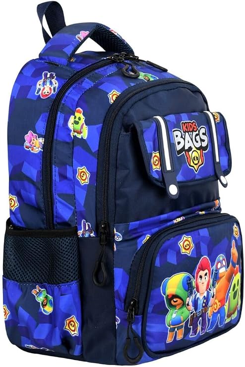 Çok Bölmeli Kids Bags Okul Çantası, Beslenme Çantası ve Kalemlikli Üçlü Set, Mavi