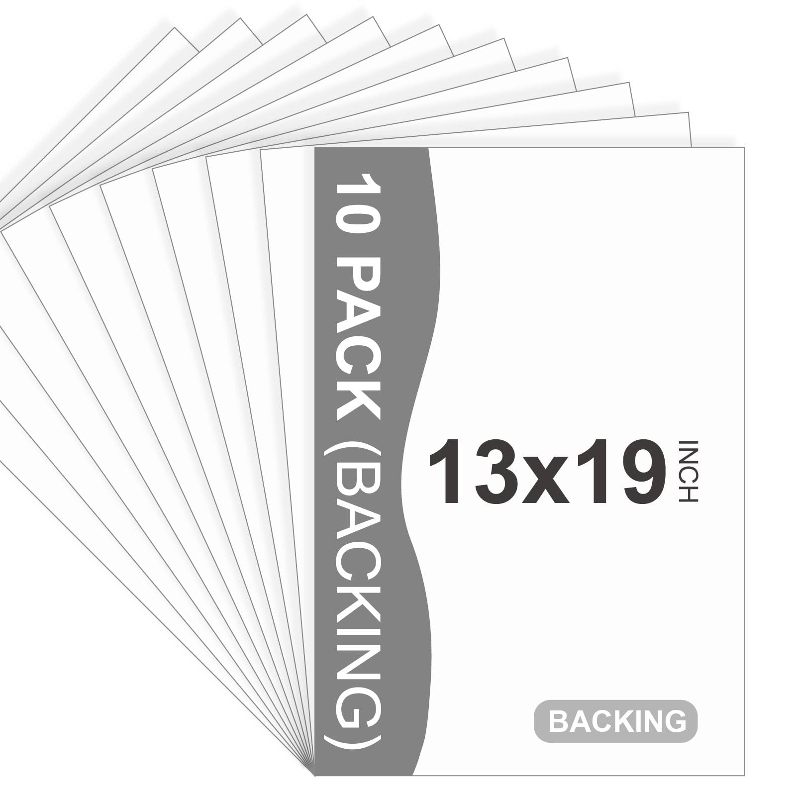 Paquete de 10 tableros de respaldo, 13 x 19 pulgadas, sin ácidos, sin cortar, color blanco | Tableros para impresiones artísticas, ideales para fotos, imágenes, impresiones y marcos