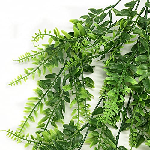 Cattree Artificial Plants Vines, Boston Persian Rattan 2 Pcs, Greenery Fake Ferns Hanging Plant Ivy Flowers Outdoor Uv Resistant Plastic Vine For Wall Indoor Party Decorations #TOP6