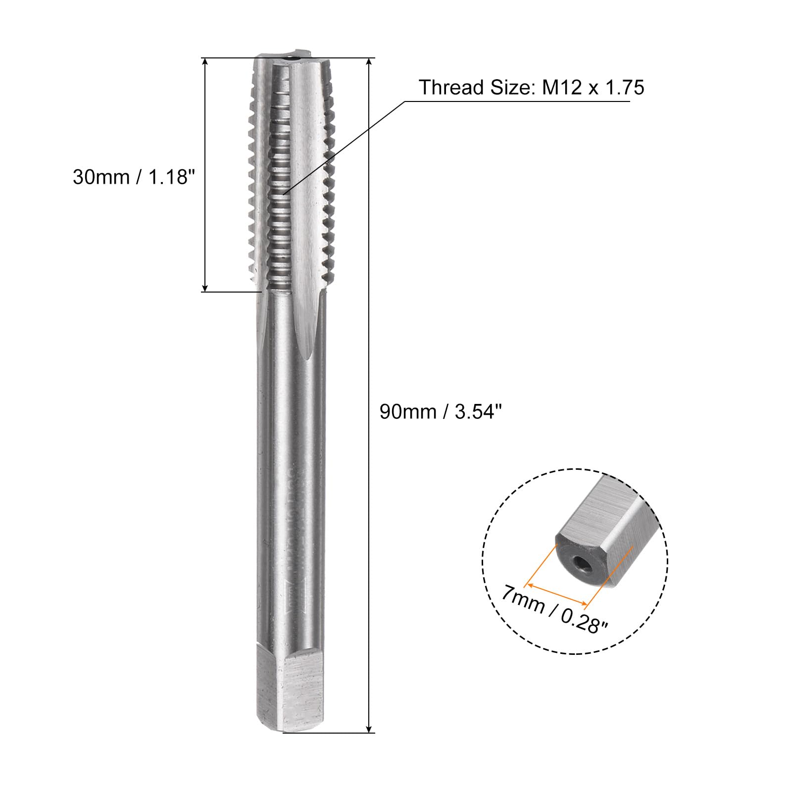 uxcell 3pcs Metric Hand Tap Set, M12 x 1.75 Taper/Plug/Bottom Thread Screw Taps, High Speed Steel Hand Threading Tapping Tool Kit