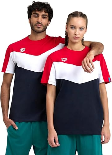 ARENA Bloc de Couleurs T-Shirt, Rouge/Blanc/Bleu Marine, XS Homme