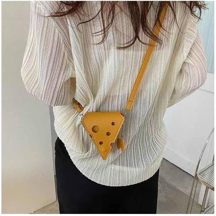 Fashion PU Leather Cheese Shaped Crossbody Bag, Creative Mini Shoulder Bag Fashion Handbag Wallet Purse for Women - Image 6