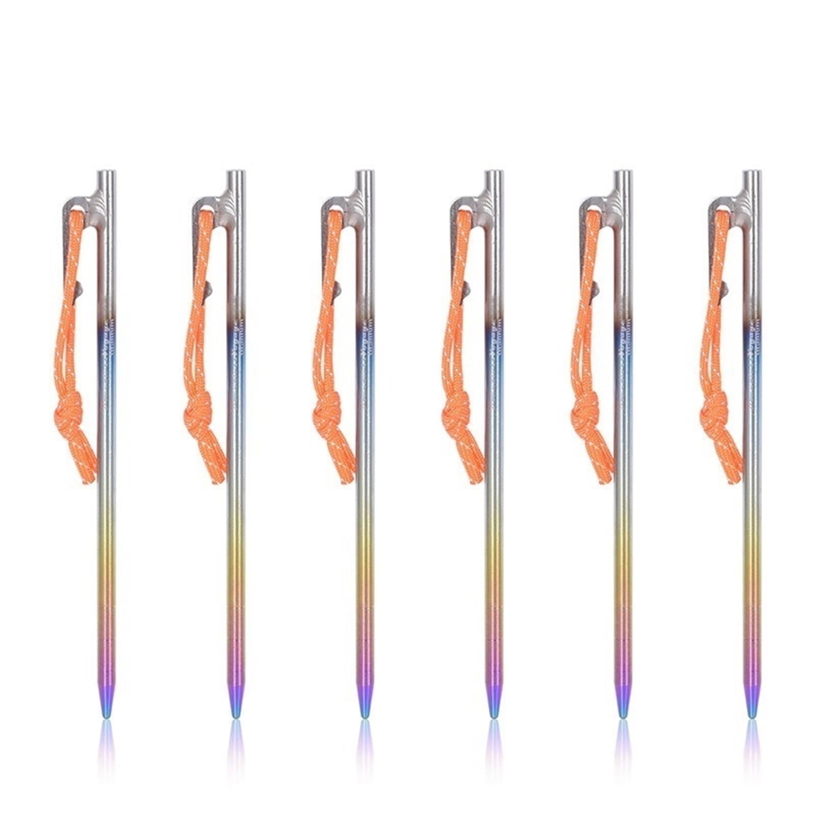 Śledź namiotowy, Zestaw 6 szt. tytanowych śledzi do namiotu, wytrzymałych kołków kempingowych, 20-40 cm, gwoździe mocowania baldachimu twardego gruntu(24cm)