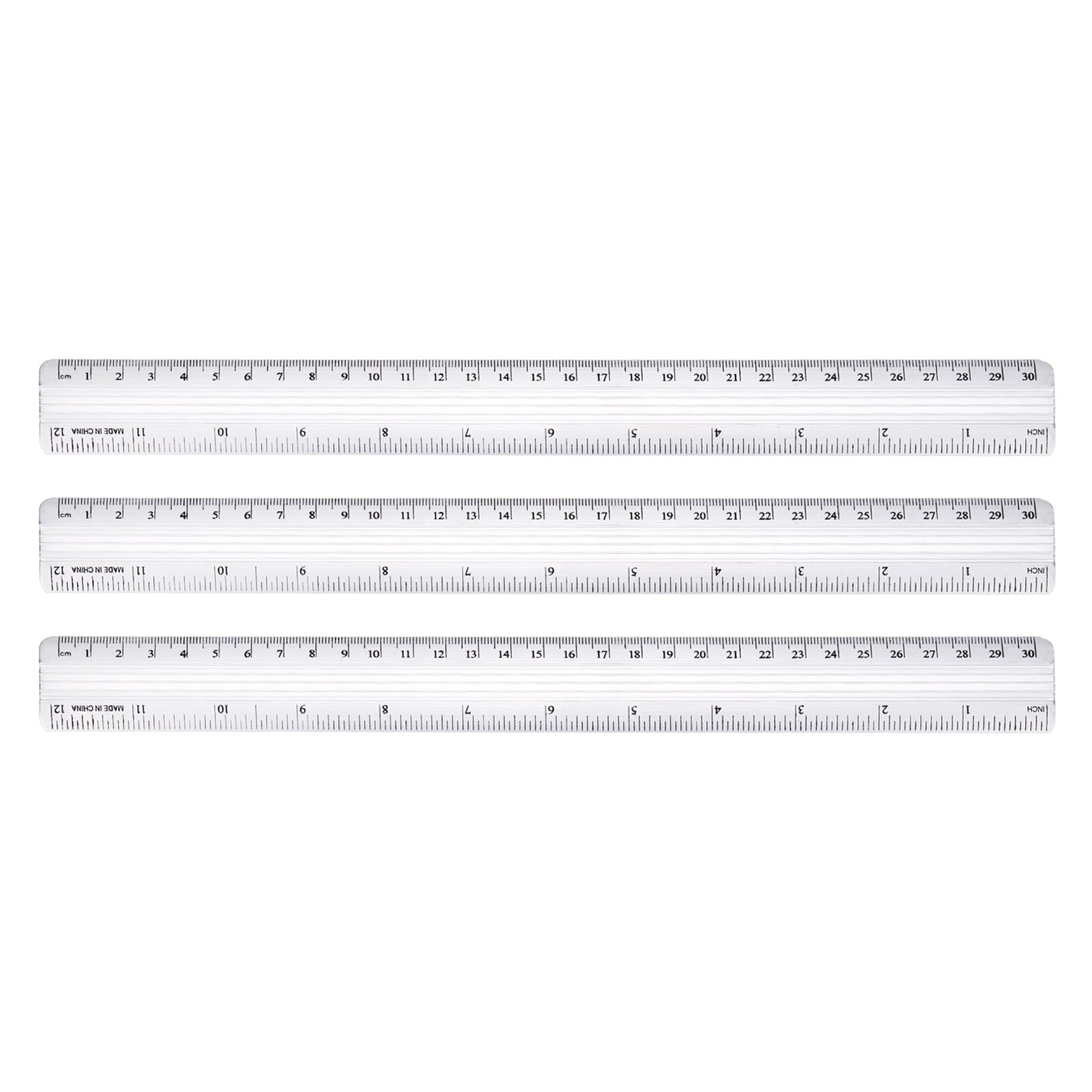 PATIKIL 12 Inch Metal Rulers, 3Pcs Aluminum Alloy Drafting Ruler Measuring Drafting Tools with Centimeters and Inches for Office Home Teacher Drawing Supplies, Silver