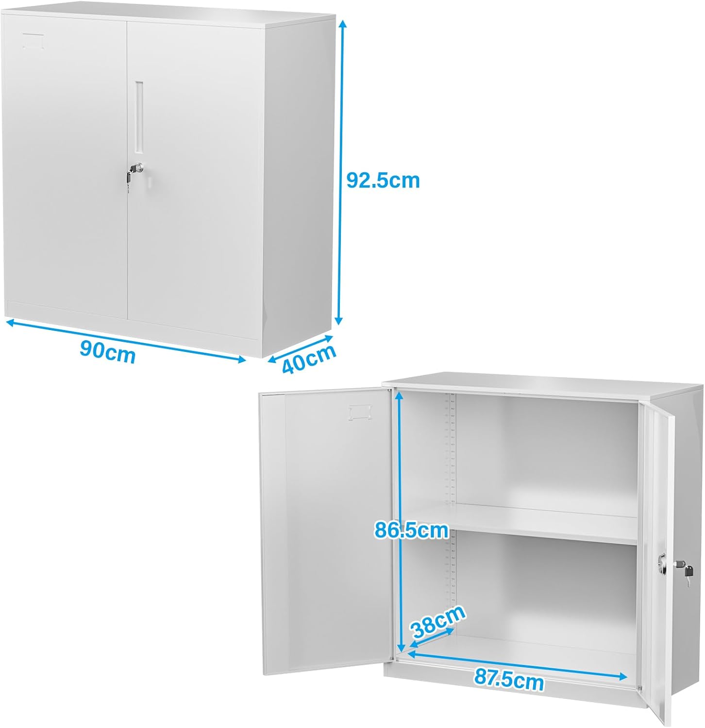 HopeFamily スチール書庫 スチールキャビネット 鍵付き書庫 両開き 鍵