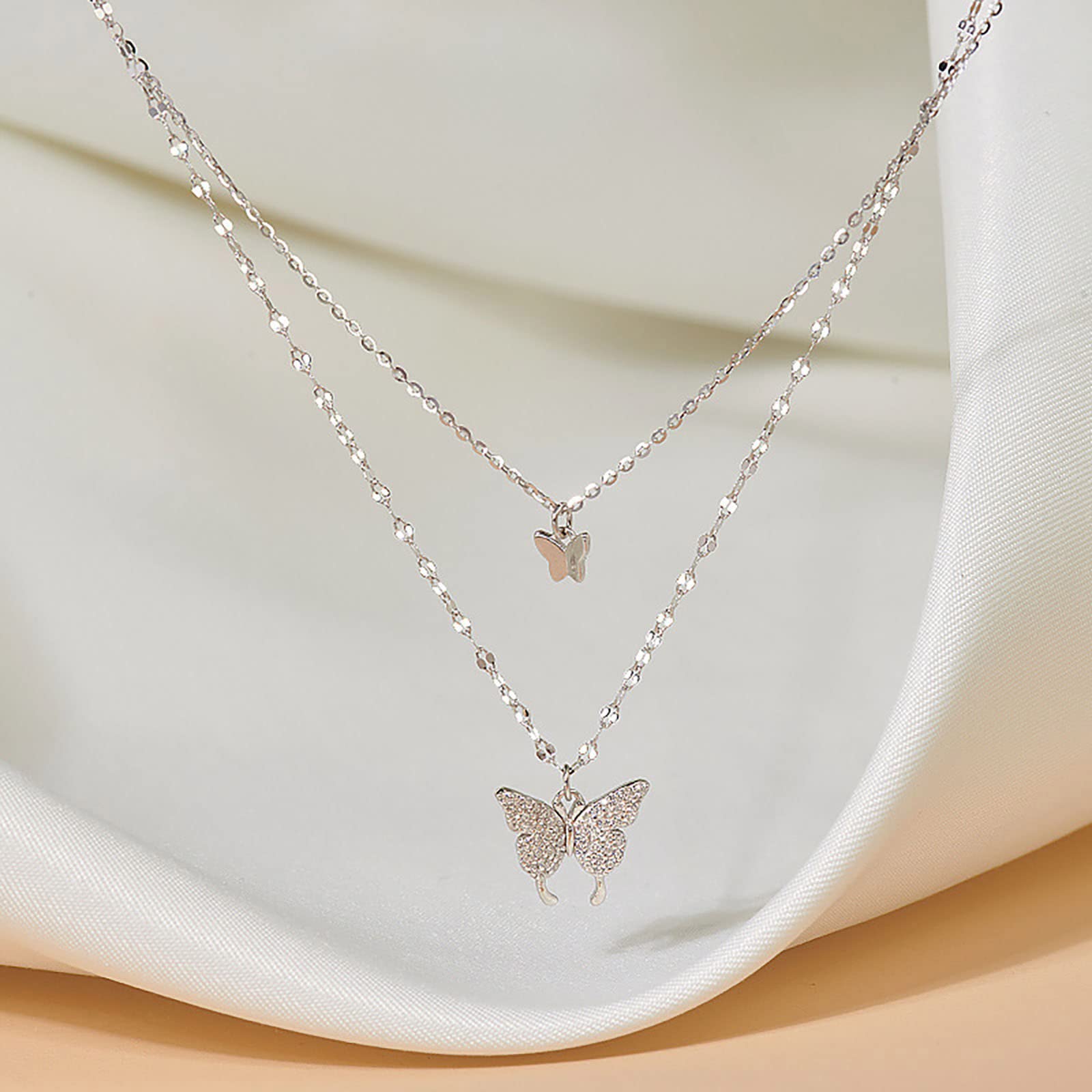 Elegante dichiarazione collana con ciondolo a farfalla lucida catena con strass per donna collana girocollo in cristallo con catena Bling gioielli per feste  36