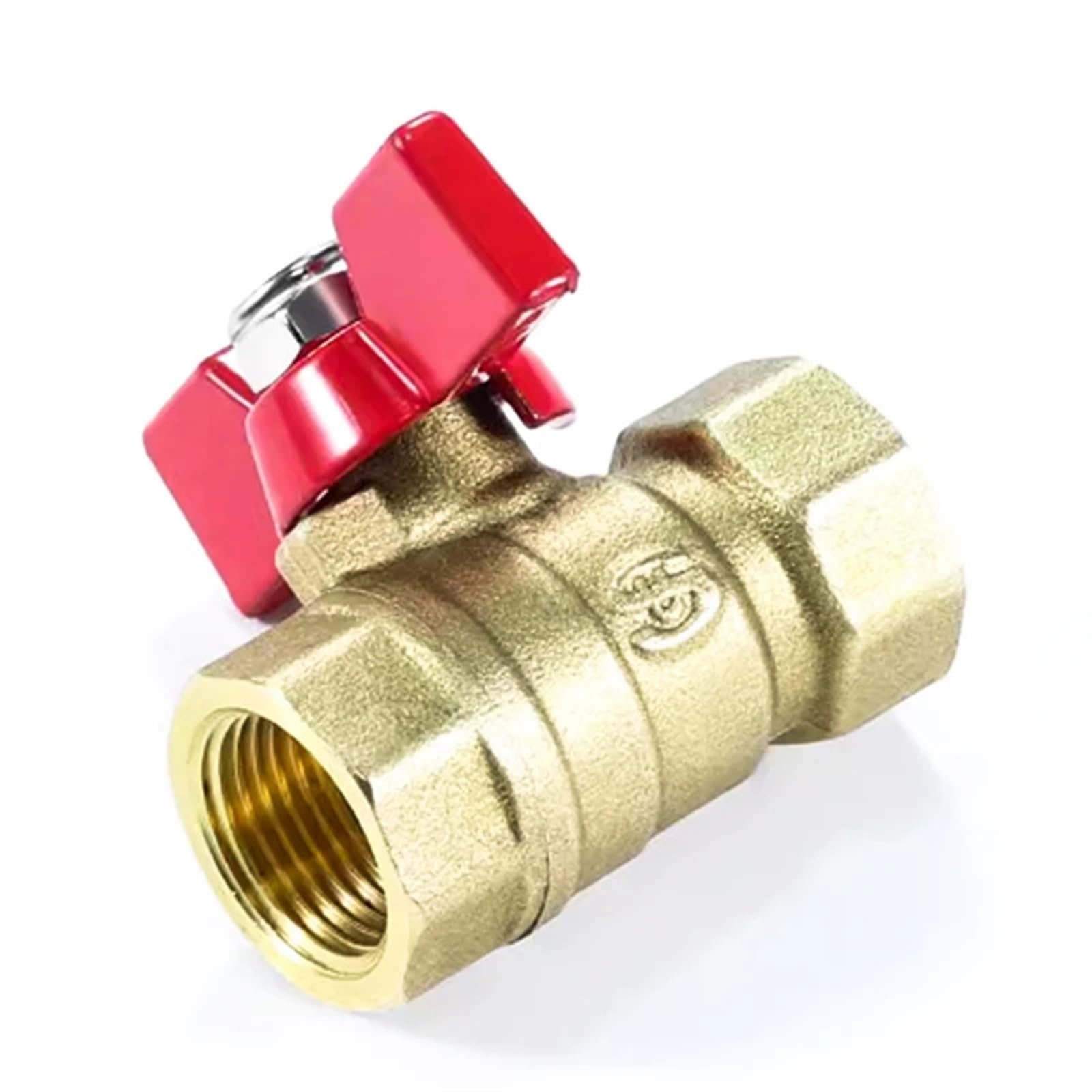 Jwvialel F-F Dn8 All Copper Handle Ball Valve 1/4 3/8 1/2 Internal Thread External Switch Straight-Way 1Pcs(F-F Dn8)