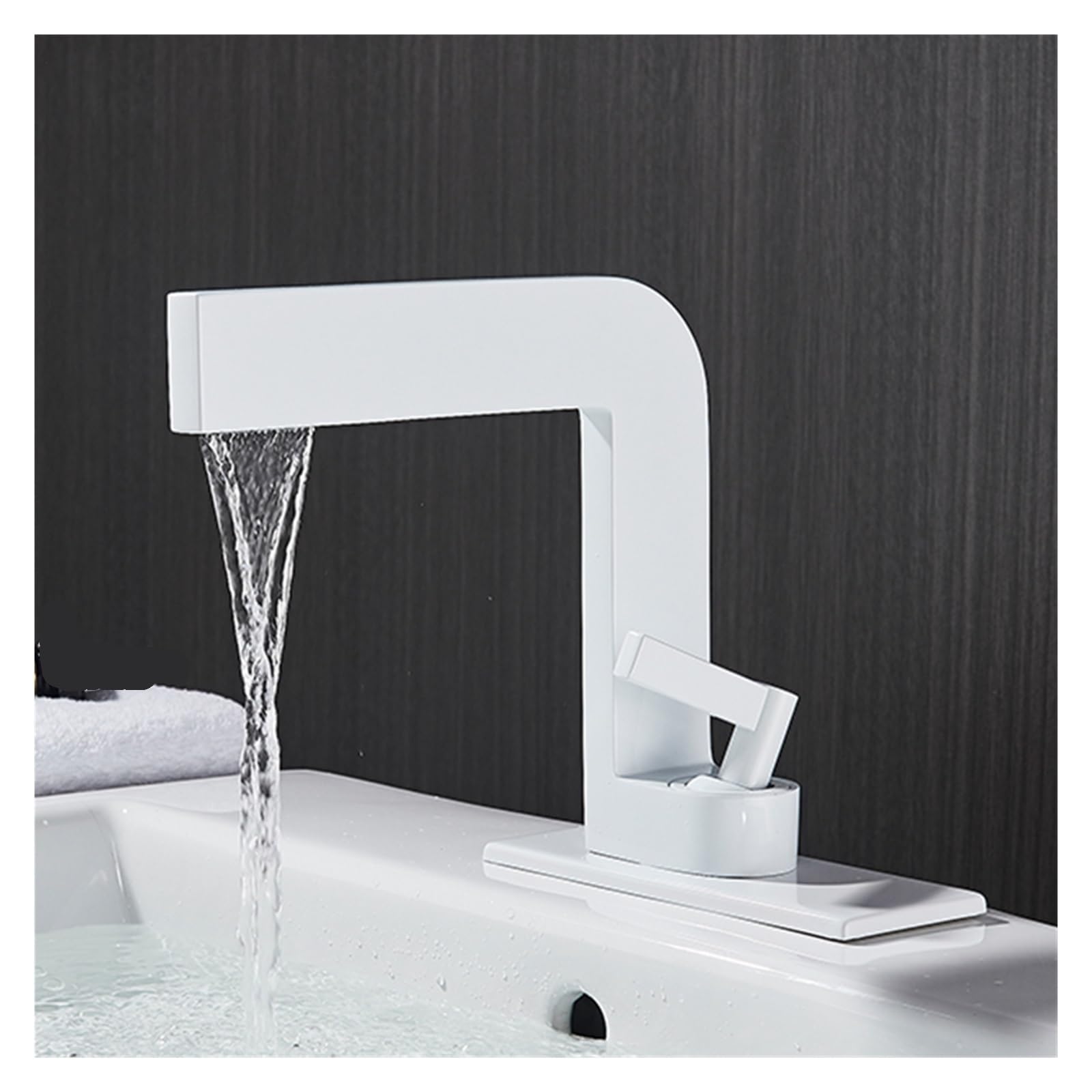 Grue mitigeur blanc mat pour évier de salle de bain et vasque esprit spa nordique
