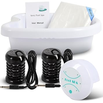 Ionic Foot Spa Detox Machine,Professional Detox Foot Spa,Foot Detox Machine | with 2 Arrays, 50 Foot Soaking Bags, 1 Small Spoon, Improve Sleep/Relieve Stress/Detox Cleanse