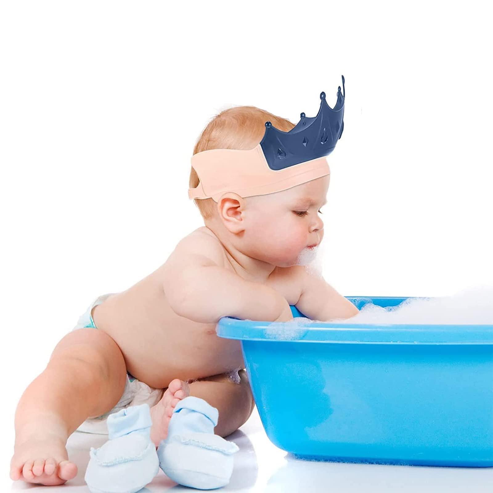 2 Pezzi Corona Cuffia Doccia per Bambini Cappello Bagnetto Bambini Cuffia Shampoo per Bambini Visiera Doccia Bambini Regolabile Protegge Gli Occhi dall'Acqua e Shampoo per La Cura del Bambino