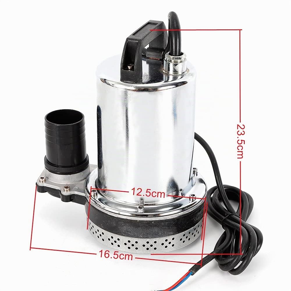 Futchoy Pompa sommergibile DC 12V 160 W in acciaio inox per irrigazione lavaggio auto portata massima: 6000 l/h