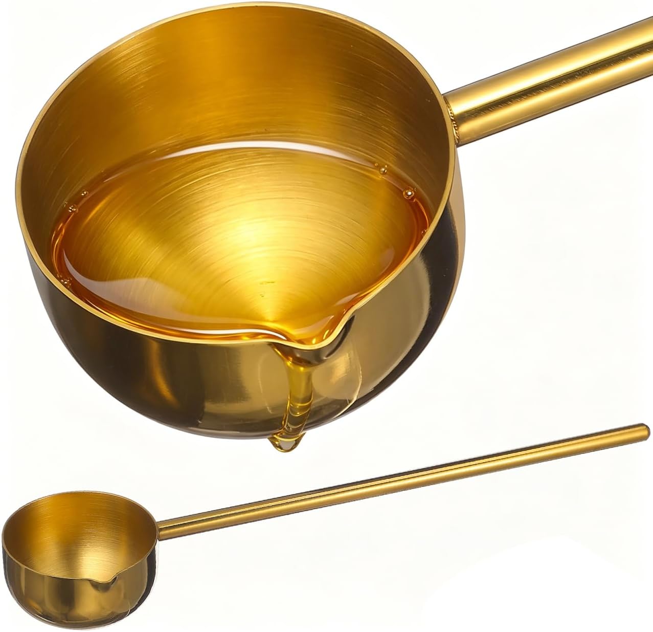 MAGICLULU Stainless Steel Soup Ladle with Long Handle 11.02 Inch Ergonomic Oil Heating Spoon for Kitchen Cooking and Serving Hot Soups and Oils
