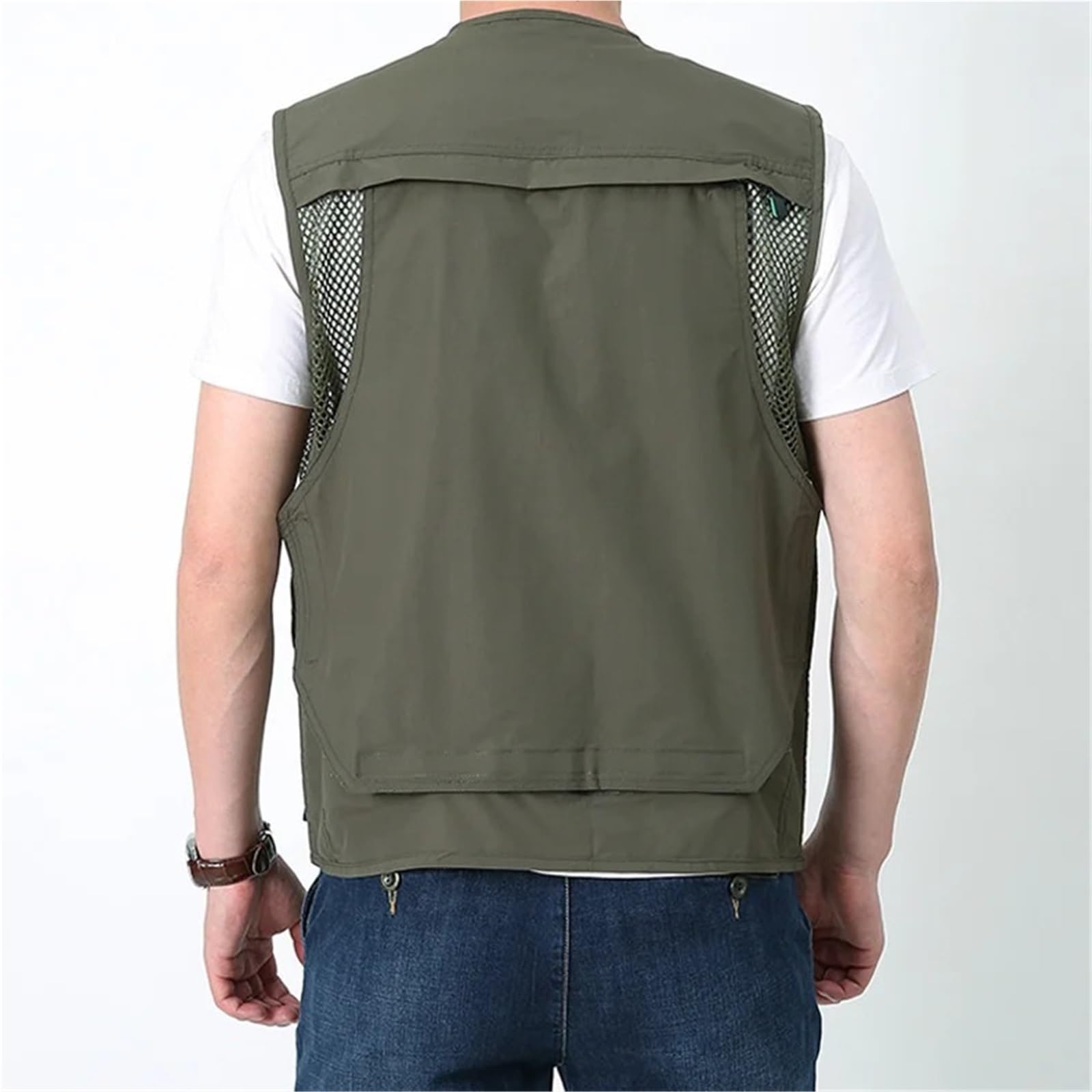Chaleco Multibolsillos Chaleco de malla de talla grande for hombre, chaqueta de trabajo informal de primavera for pesca, de secado rápido, sin mangas, for fotógrafo al aire libre, con múltiples bolsil