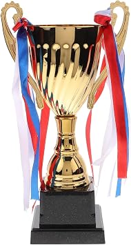 STOBOK Gold Trophy Cups Large Trophy for Sports Tournaments First Place Winner Award Trophies Competitions Prize Cup Toy for Party Favors Sports Event Game Rewards, 24.5cm