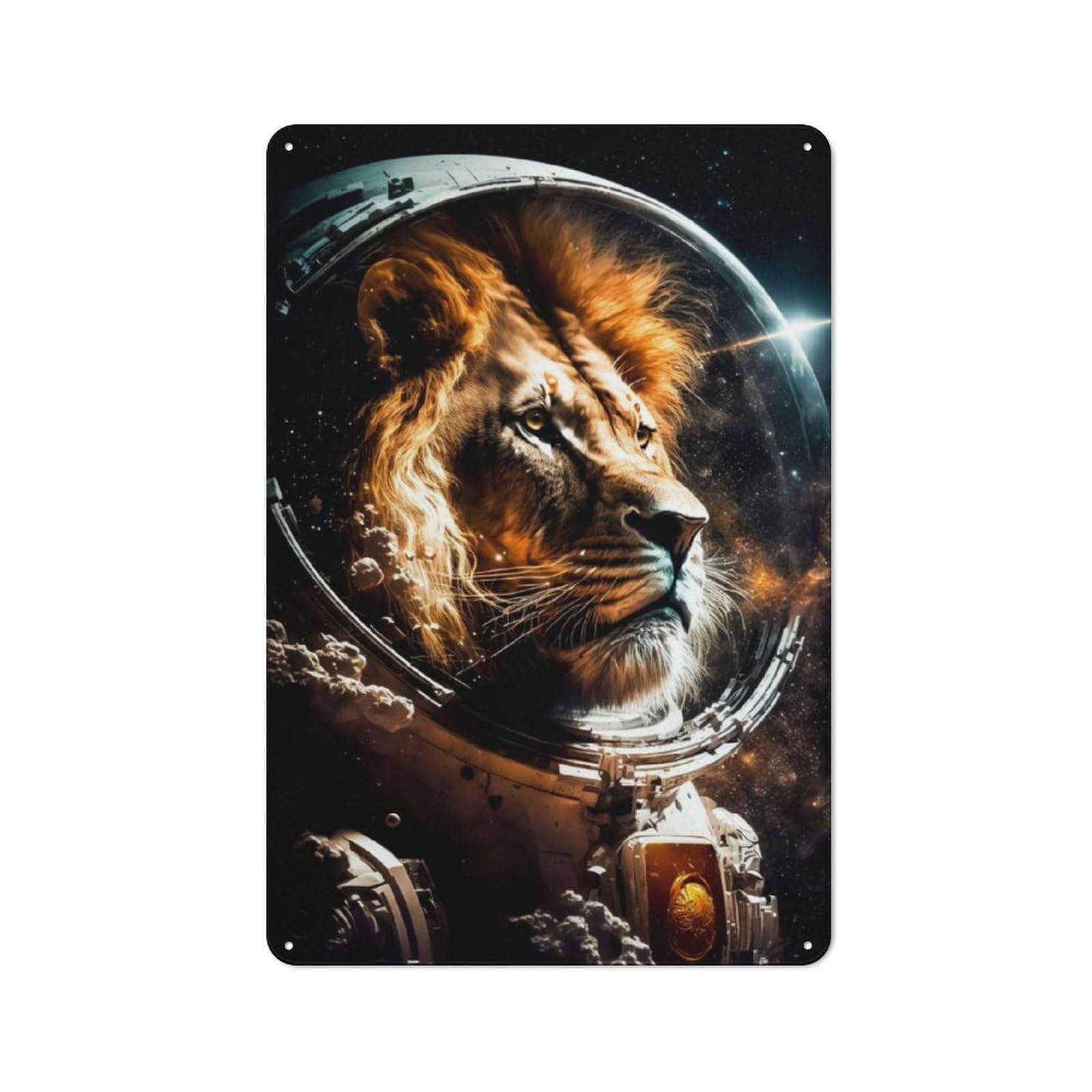 Junmoney Lion Vintage Tin Sign 30X20cm With For Home Office Or Studio, For Home Office Decor Fans Refreshing A Room In Autumn