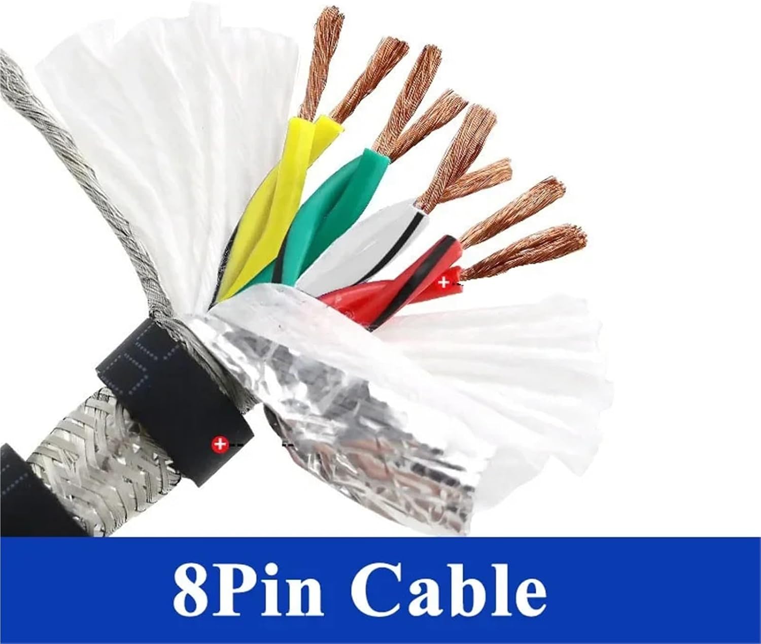 1Meter/pc TRVVSP High Flexibility Drag Chain Cable For Robot 2/4/6/8/10/12/16Pins Twisted Pair Shielded Servo Encoder Wire Line(8Pin,0.3 Square)
