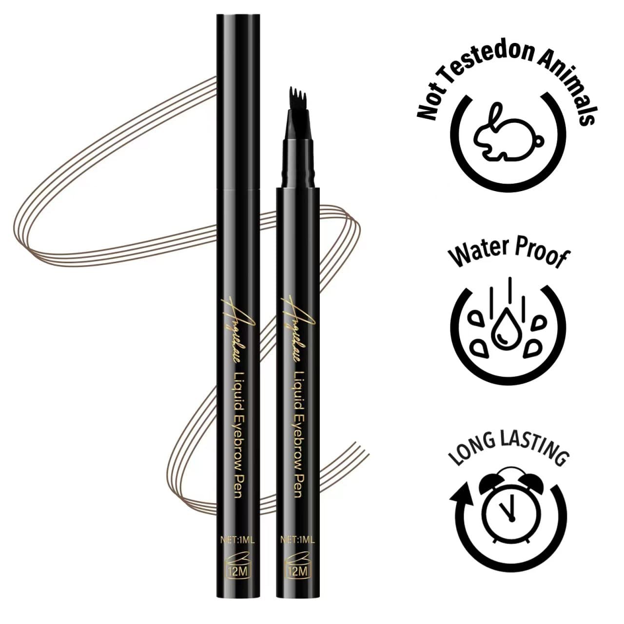 Eyebrow Pen, Microblading Eye Brow Pencil, Micro 4 Point Makeup Pens for Natural and Hair-Like Strokes, Long Lasting, Waterproof and Professional Eyebrow Definer (Ash Gray)