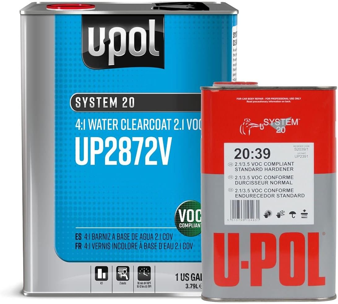 U-POL (2.1 Voc Medium Solids Compliant Clear Coat Kit with Standard (85 to 115ºf) Temperature Hardener European Style Clearcoat - Ideal for Overall Use