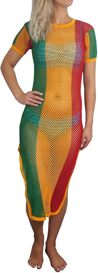 rasta fishnet maxi dress