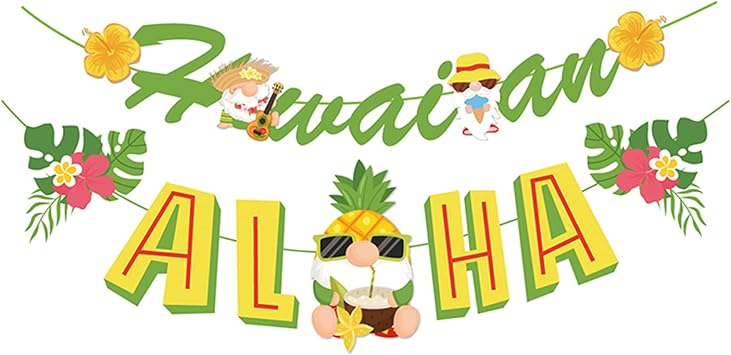 PADELO Hawaiian Aloha Banner Party Decorations Large Luau Party Supplies Favors - Tropical Theme Summer Beach Pool Birthday Wedding Party Decor