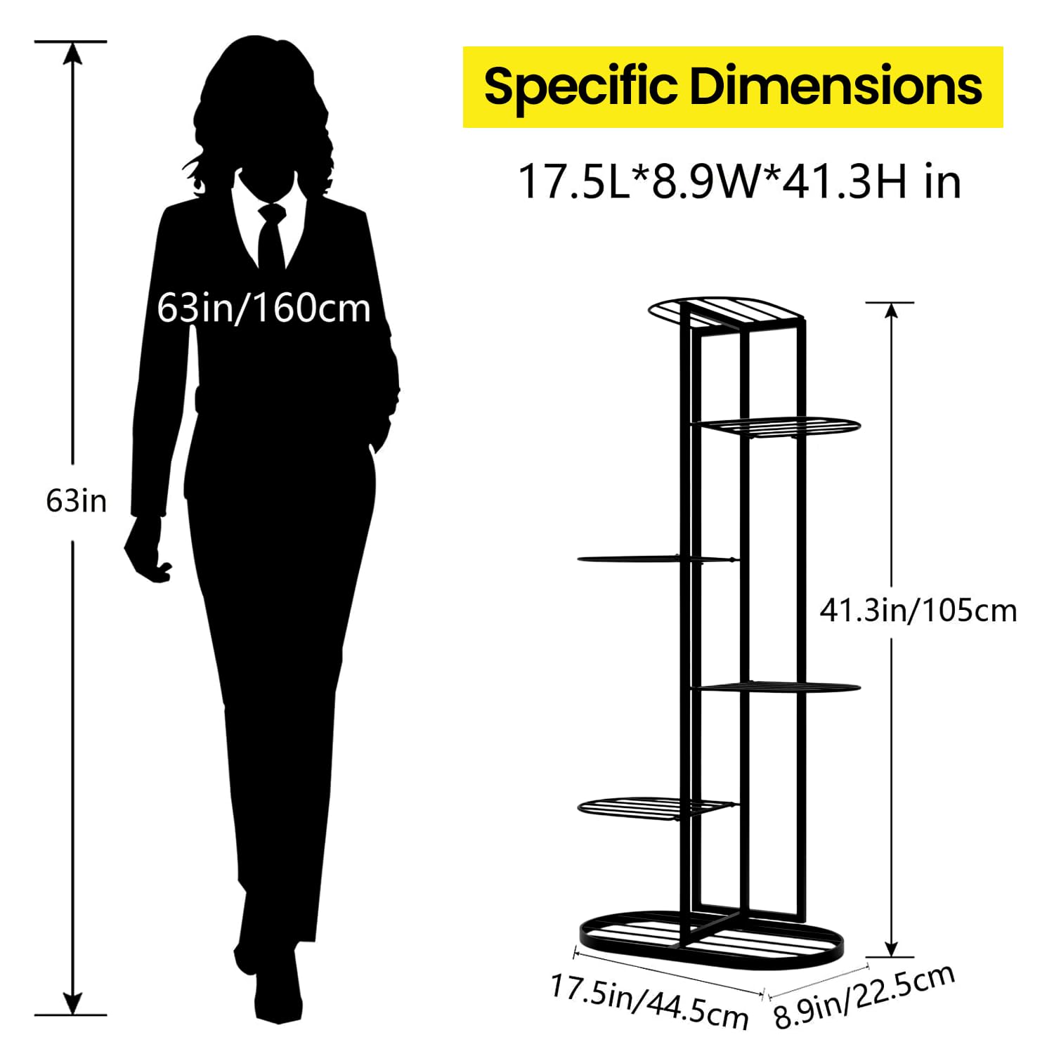 WonderStand MURRANO Multi-Tiered Plant Stand for Balcony (Black) | Planter Stand for Living Room 7 Pot Holders (Easy to assemble, installation kit included) - Image 4 thumbnail
