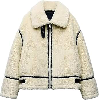 Faux Fur Lapel Patchwork Zipper Women Coat Long Sleeve Furry