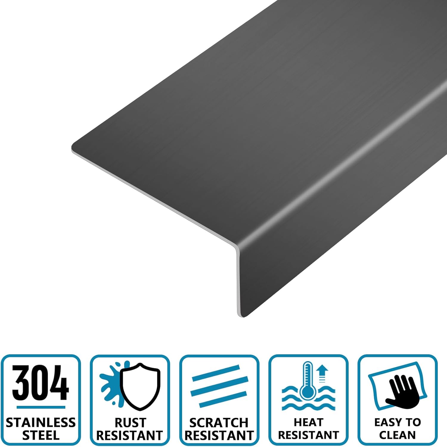 30" Slide in Range Rear Filler Kit, 304 Stainless Steel Gap Cover with Brackets for Stove Back, Gap Trim between Stove and Backsplash (Brushed Black)