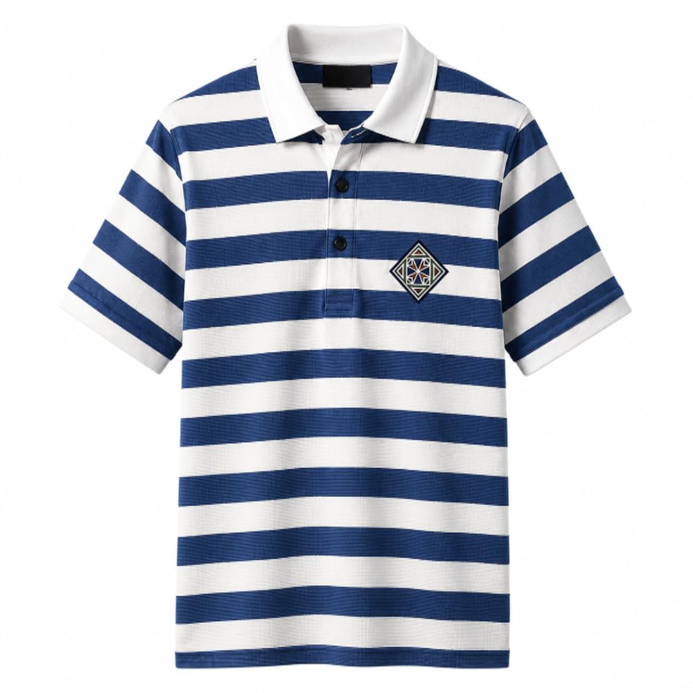 Men's 100% Cotton Striped Polo T-Shirt | Regular Fit Half Sleeve Collar Neck Casual Polo Tee for Men | Soft Breathable Everyday Wear (in, Alpha, L, Sky/White)-image-40