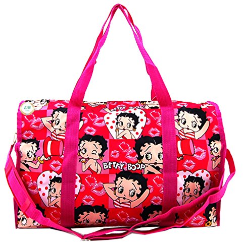 Betty Boop Canvas Travel Bag with Long Strap (Pink)2