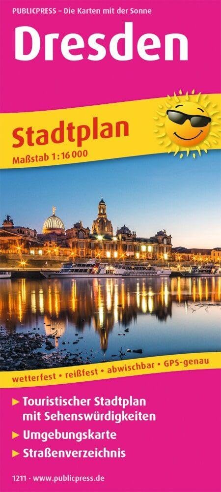 Dresden: Touristischer Stadtplan mit Sehenswürdigkeiten und Straßenverzeichnis