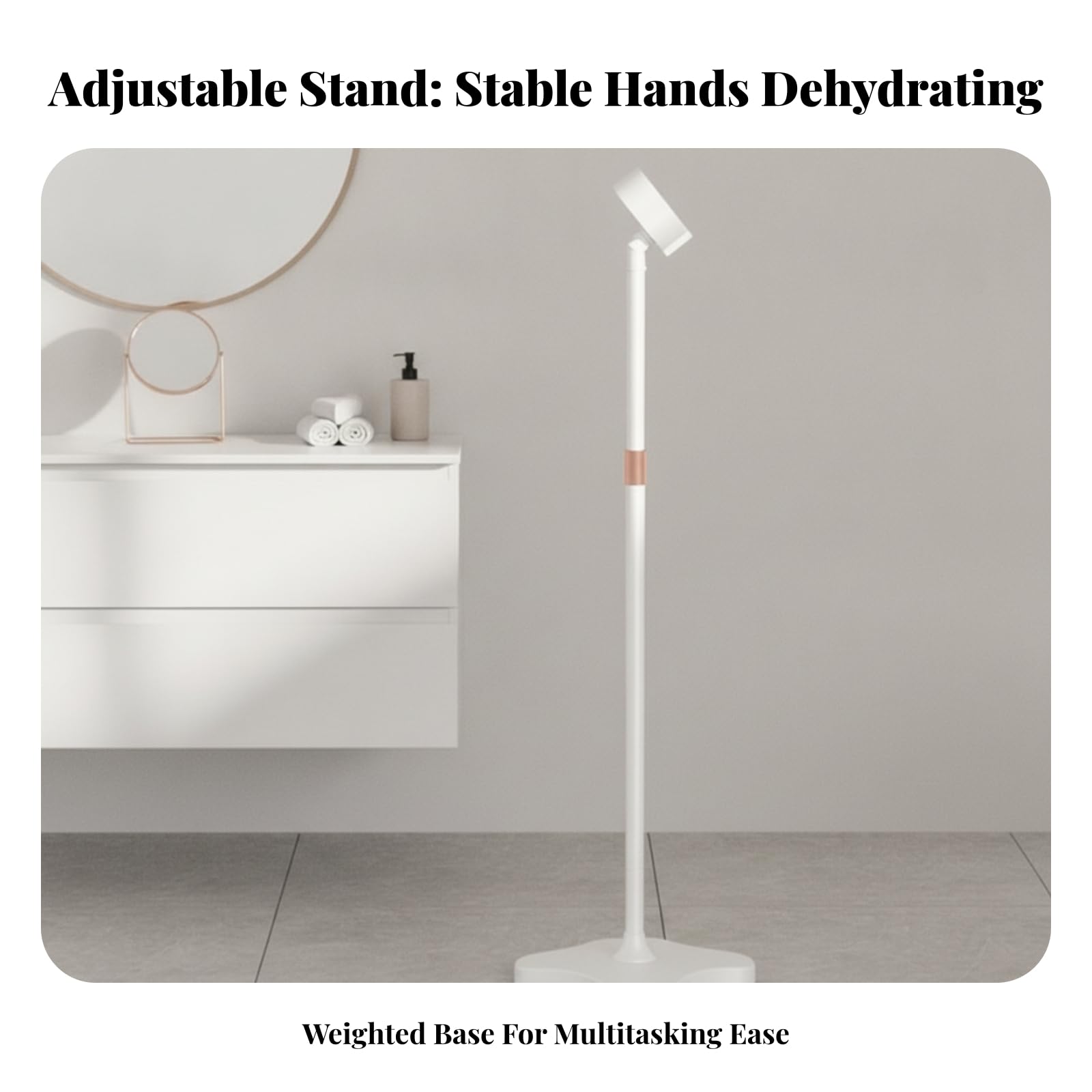 Amagogo Haartrockner Ständer Föhnhalter Halterung Bodenständer Stativ mit Höhenverstellung Und Drehbarem Kopf aus Kohlenstoffstahl für Zuhause Schlafzimmer Bad Salon , Schwarz , 115-165 Cm
