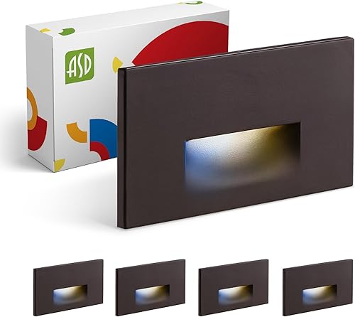 ASD Lámpara LED empotrable 3W 120LM 3000K-5000K 120V 3CCT, regulable, impermeable, certificación ETL Lámpara de escalera para exteriores e